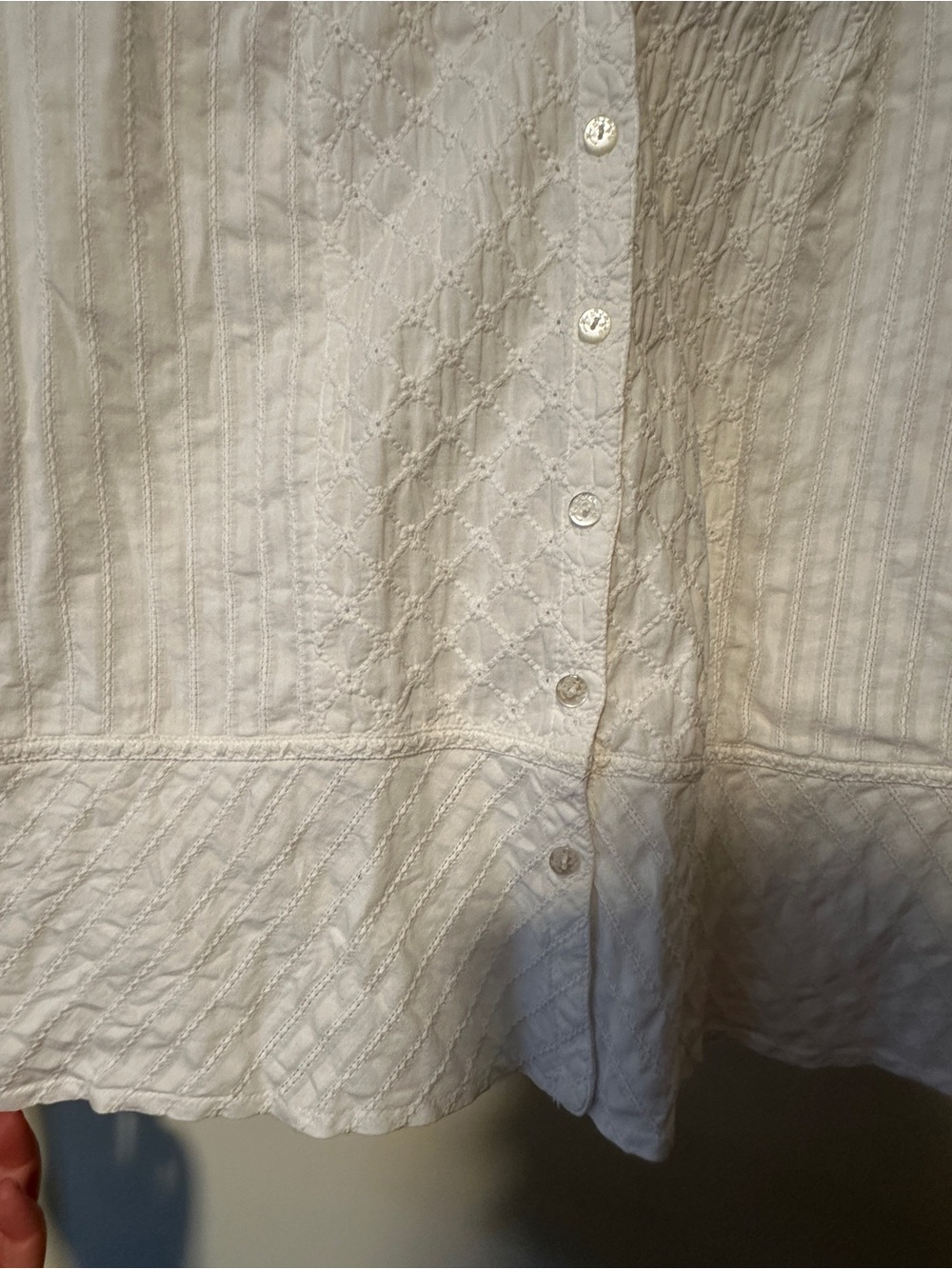 White Short-Sleeve Button Front Top - Picture 2 of 3